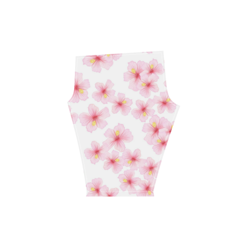 Pink Flowers Women's Low Rise Capri Leggings (Invisible Stitch) (Model L08)