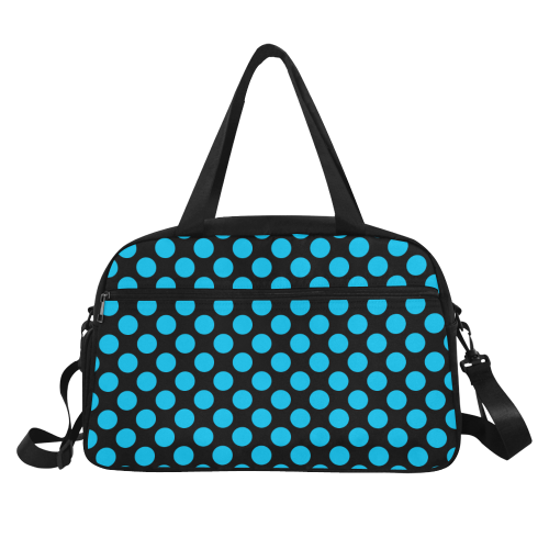 Blue Polka Dots on Black Fitness Handbag (Model 1671)