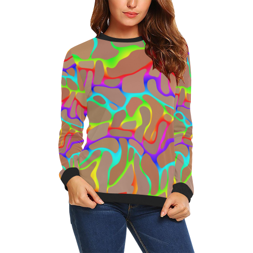 Colorful wavy shapes All Over Print Crewneck Sweatshirt for Women (Model H18)