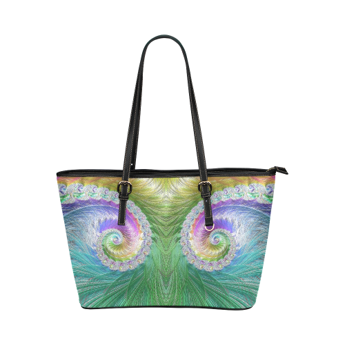 Frax Fractal Rainbow Leather Tote Bag/Large (Model 1651)