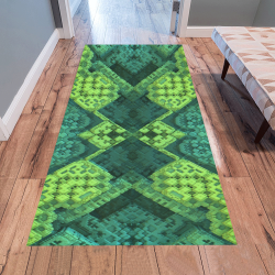 Green Theme 3-D Mosaic Area Rug 7'x3'3''