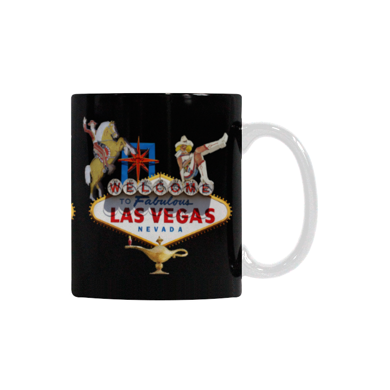 Las Vegas Welcome Sign on Black Custom White Mug (11OZ)
