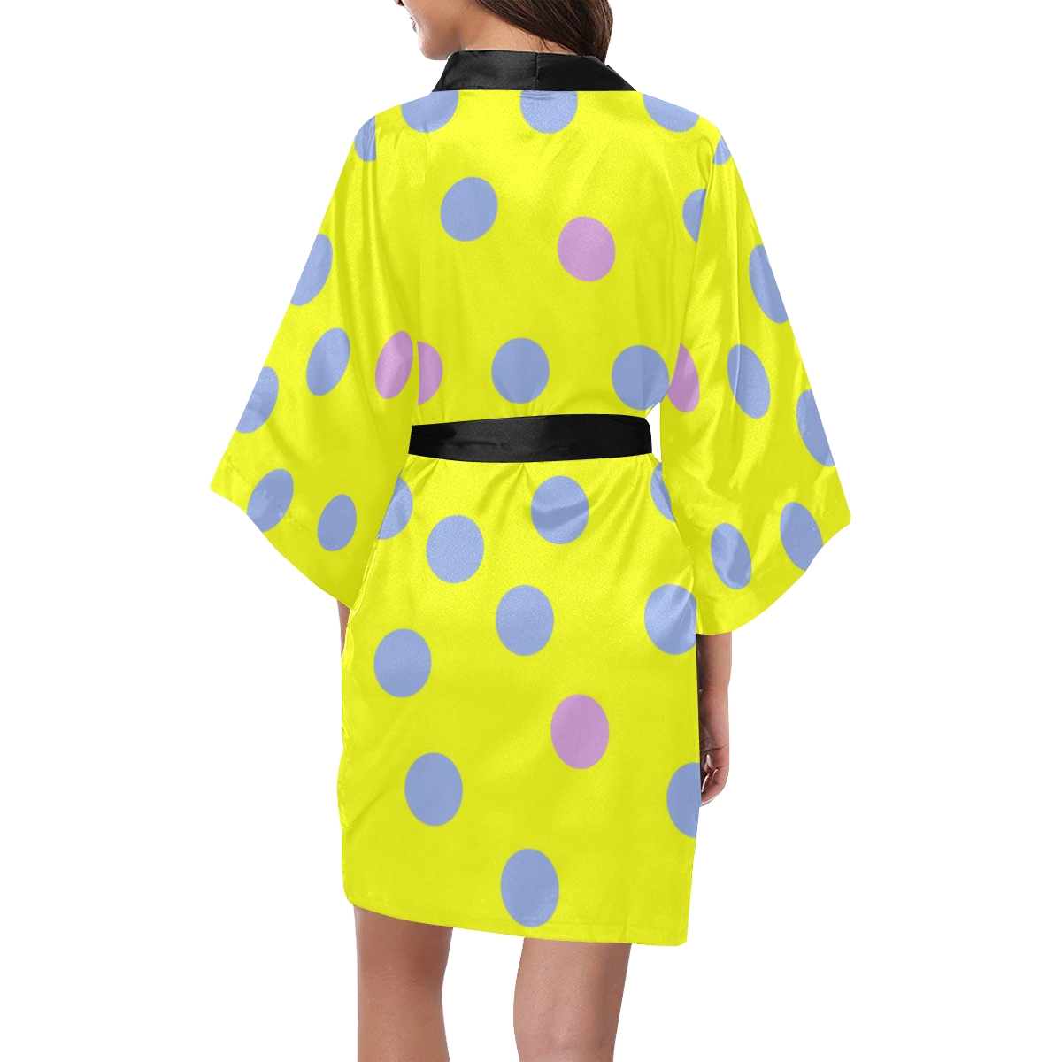 Blue Violet Dots Kimono Robe