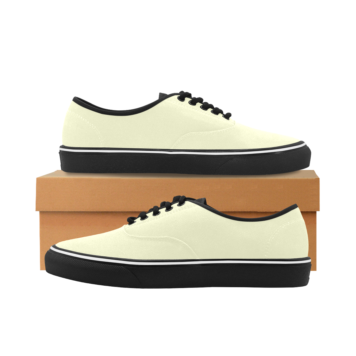color light goldenrod yellow Classic Men's Canvas Low Top Shoes/Large (Model E001-4)
