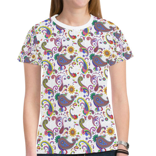 Bright paisley New All Over Print T-shirt for Women (Model T45)