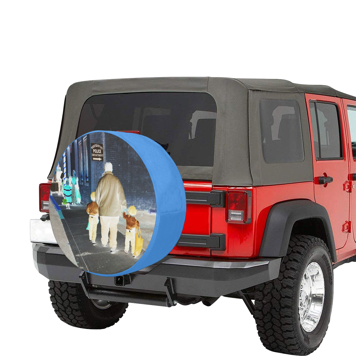 Ghosts roaming the street (blue) 34 Inch Spare Tire Cover