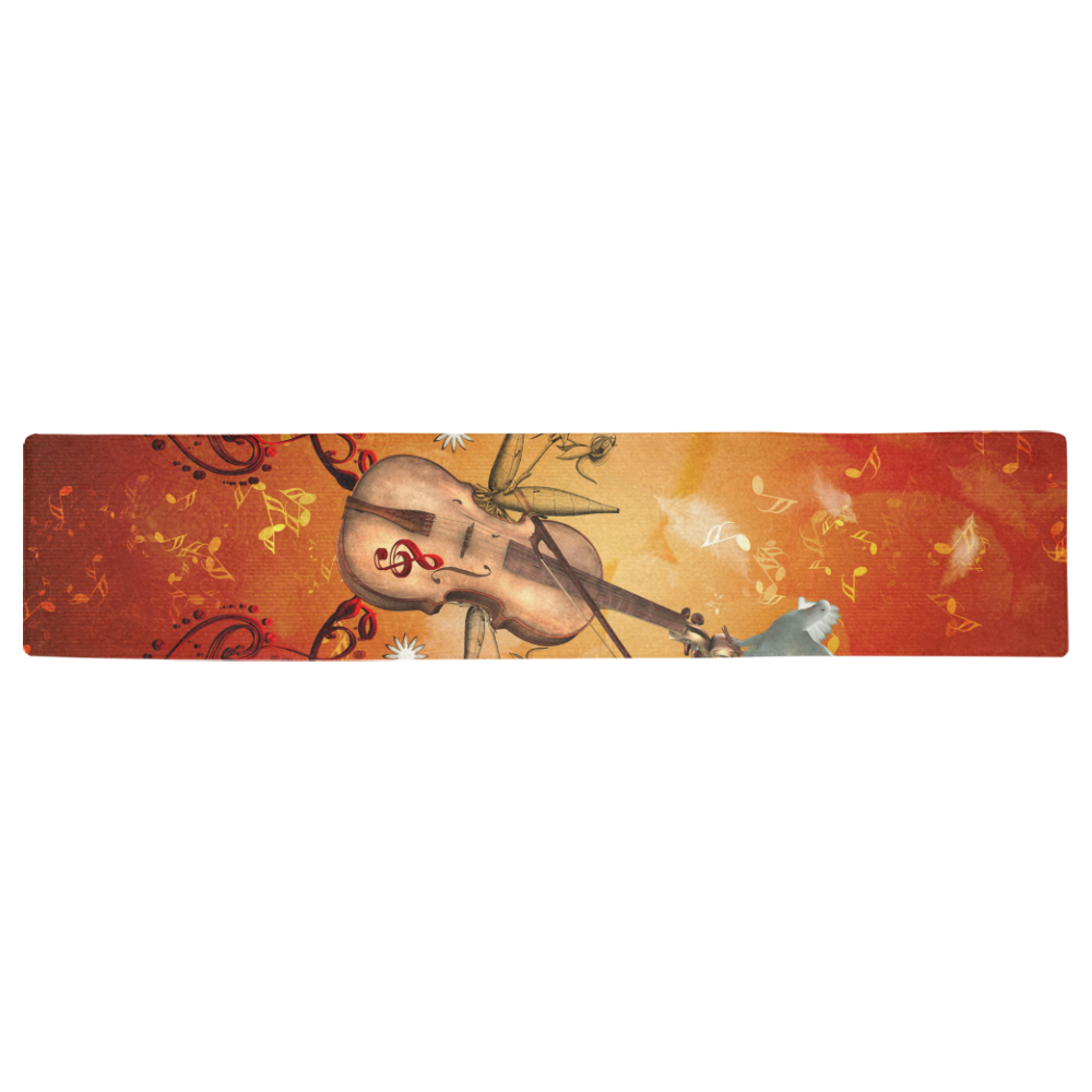 Music, violin with dove Table Runner 16x72 inch