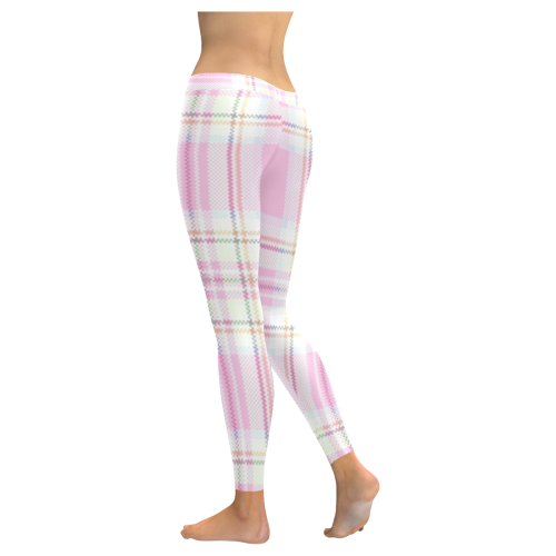 Pink Pastel Plaid Women's Low Rise Leggings (Invisible Stitch) (Model L05)