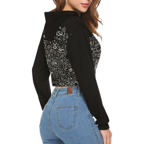 Picture Search Riddle - Find The Fish 2 All Over Print Crop Hoodie for Women (Model H22)