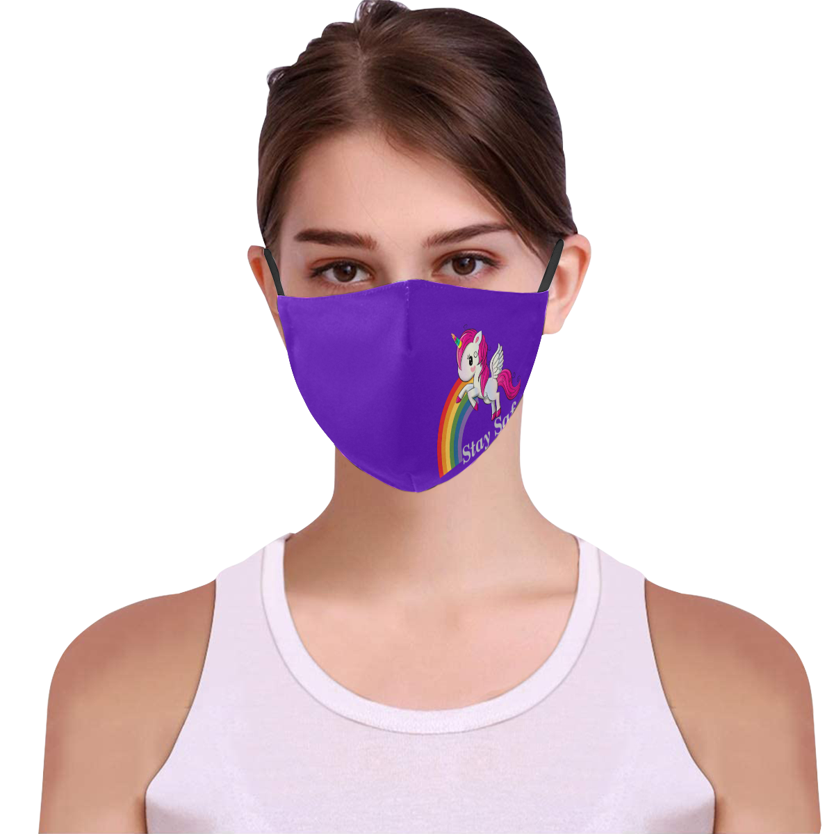 unicorn mask_purple 3D Mouth Mask with Drawstring (Pack of 3) (Model M04)