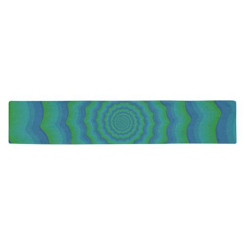 Green blue vortex Table Runner 14x72 inch