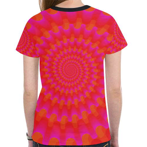 Pink red vortex New All Over Print T-shirt for Women (Model T45)