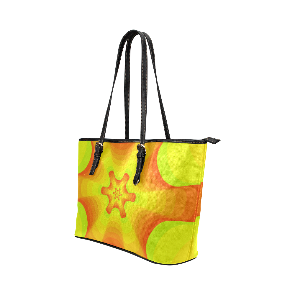 Yellow shell Leather Tote Bag/Small (Model 1651)
