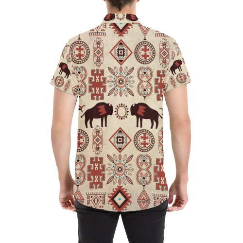 American Native Buffalo Men's All Over Print Short Sleeve Shirt (Model T53)