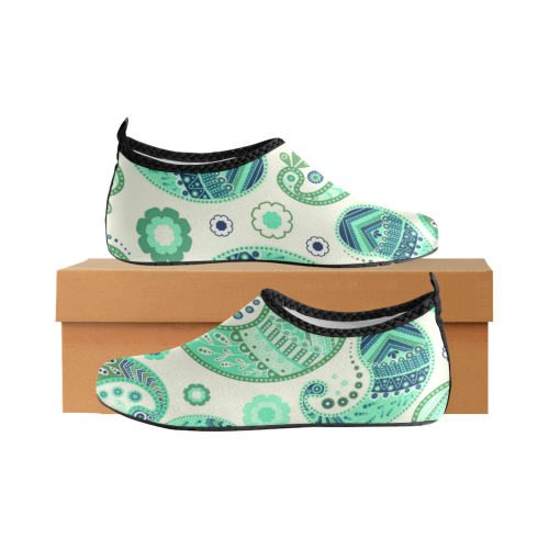 Seafoam Paisley Women's Slip-On Water Shoes (Model 056)