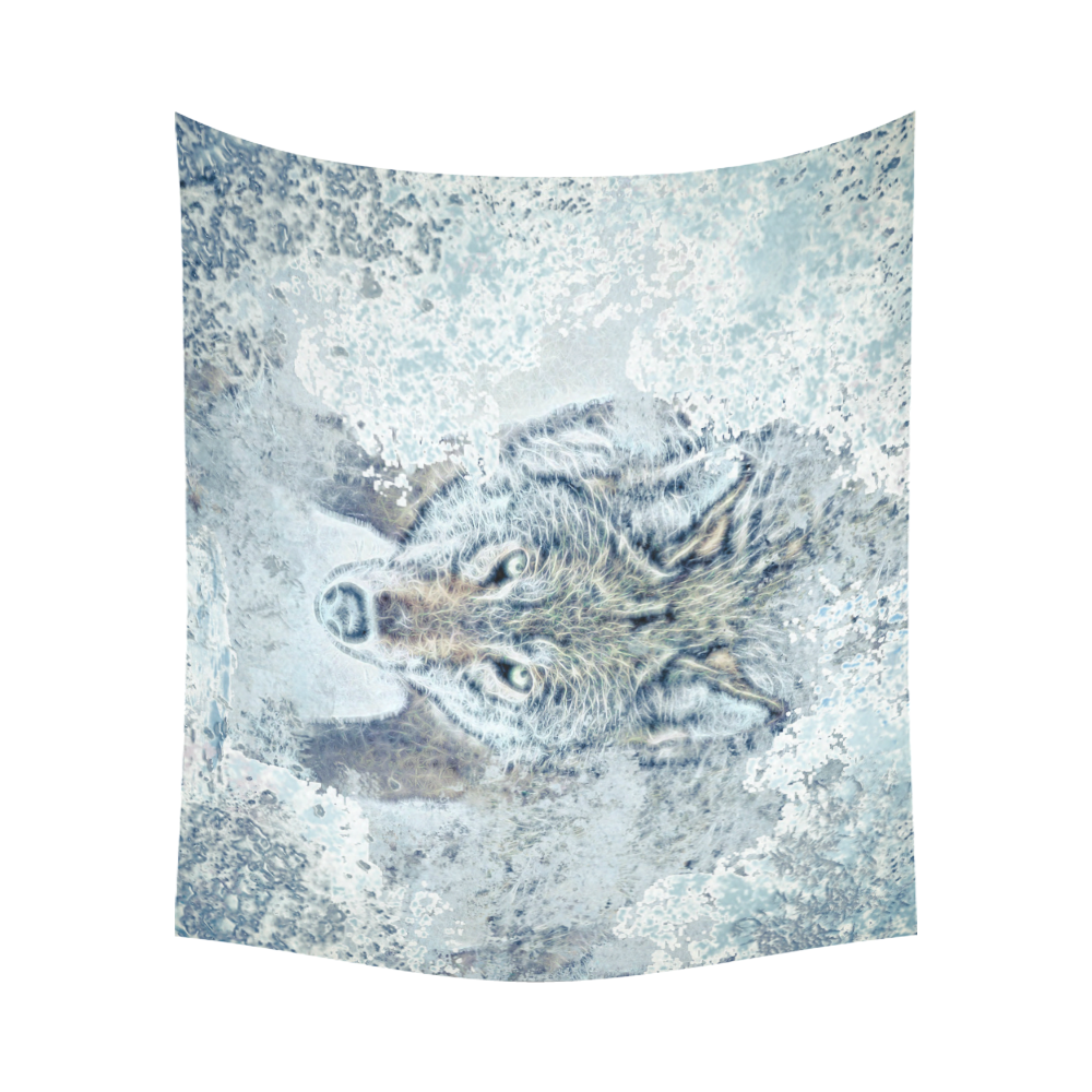 Snow Wolf Cotton Linen Wall Tapestry 60"x 51"