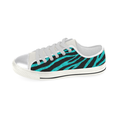 Ripped SpaceTime Stripes - Cyan Women's Classic Canvas Shoes (Model 018)