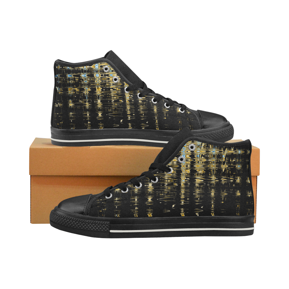 Abstract Men’s Classic High Top Canvas Shoes (Model 017)