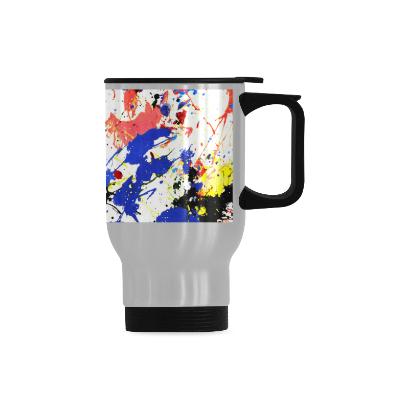 Blue and Red Paint Splatter Travel Mug (14oz)
