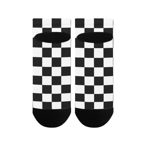 Black White Checkered Women's Ankle Socks