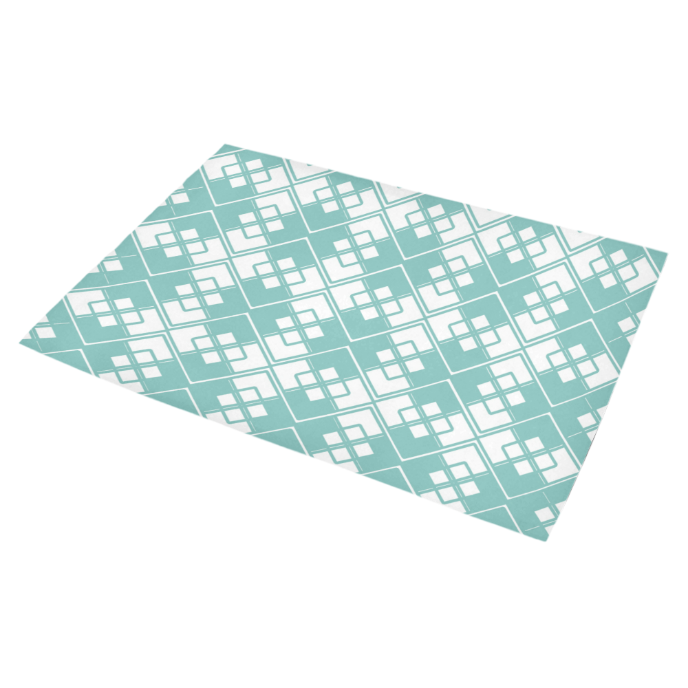 Abstract geometric pattern - blue and white. Azalea Doormat 30" x 18" (Sponge Material)