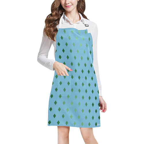 Fairlings Delight Royal Collection- Baby Blue Green Diamonds 53086 All Over Print Apron All Over Print Apron