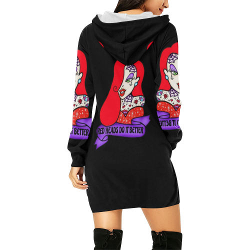 jessica rabbit All Over Print Hoodie Mini Dress (Model H27)