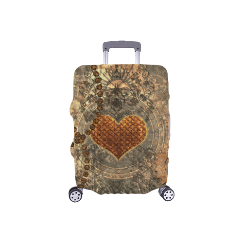 Steampuink, rusty heart with clocks and gears Luggage Cover/Small 18"-21"