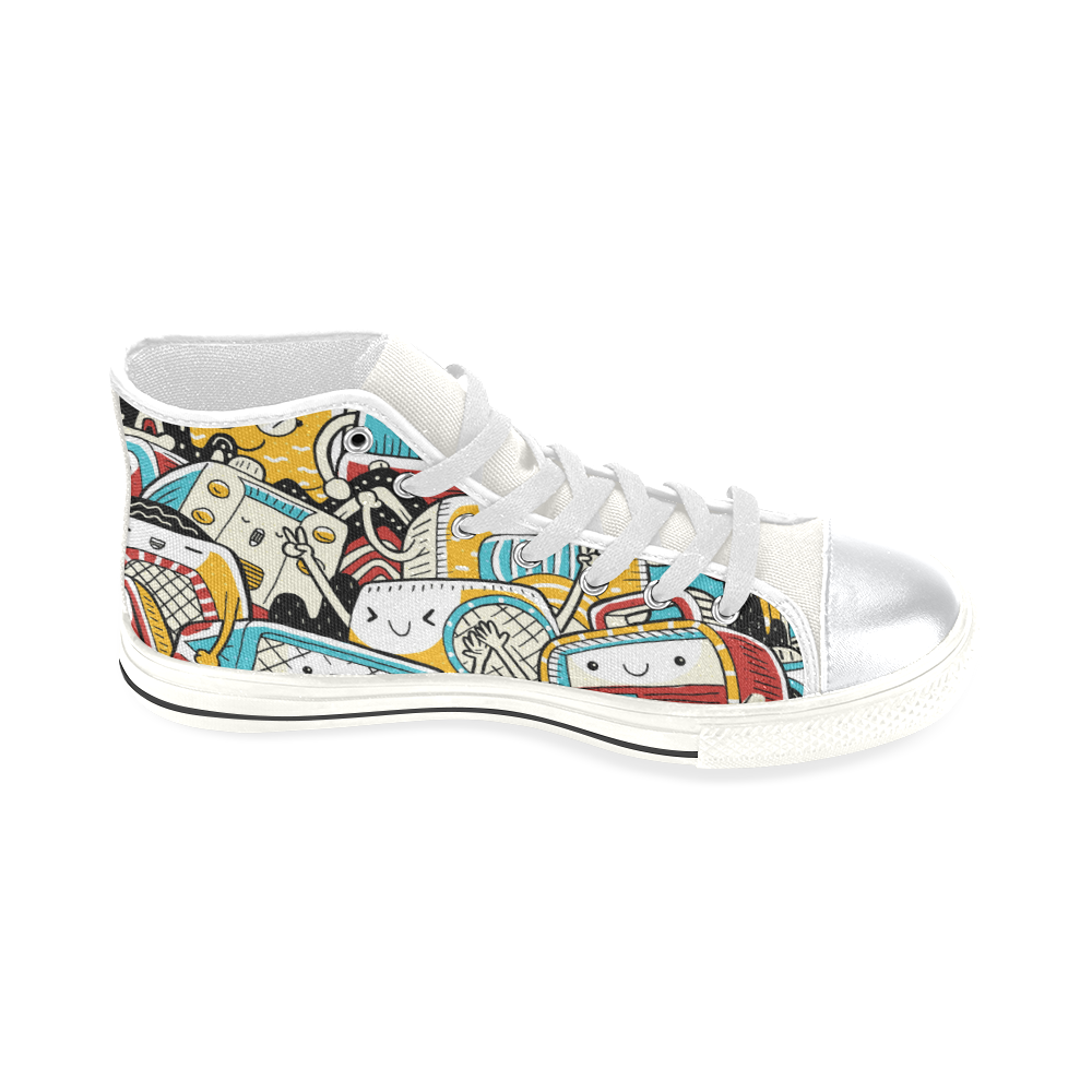 Cute Radio Retro High Top Canvas Shoes for Kid (Model 017)