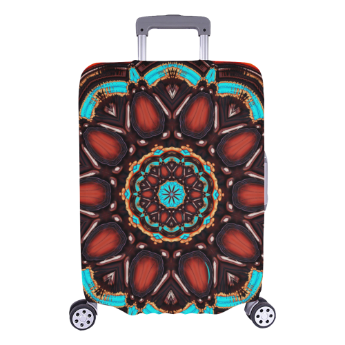 K172 Wood and Turquoise Abstract Luggage Cover/Large 26"-28"