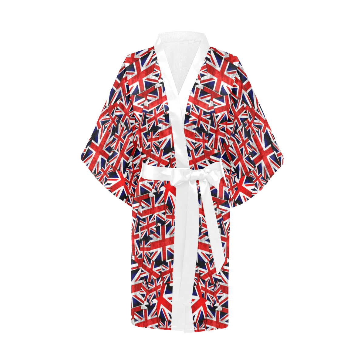 Union Jack British UK Flag (White Sash) Kimono Robe