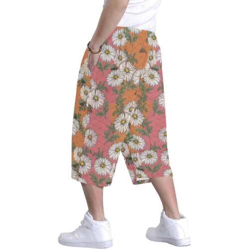 The Lowest of Low Daisies Peach Men's All Over Print Baggy Shorts (Model L37)
