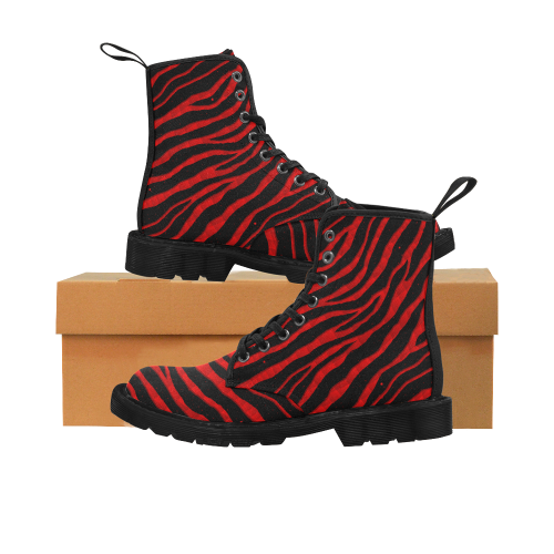 Ripped SpaceTime Stripes - Red Martin Boots for Women (Black) (Model 1203H)