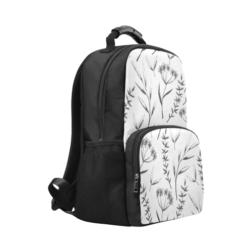 black white flowers Unisex Laptop Backpack (Model 1663)