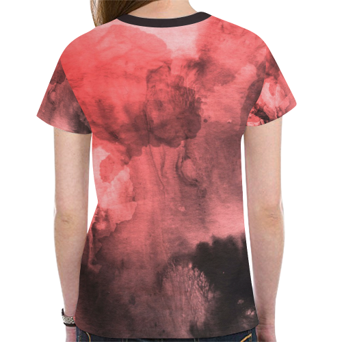 Red and Black Watercolour New All Over Print T-shirt for Women (Model T45)