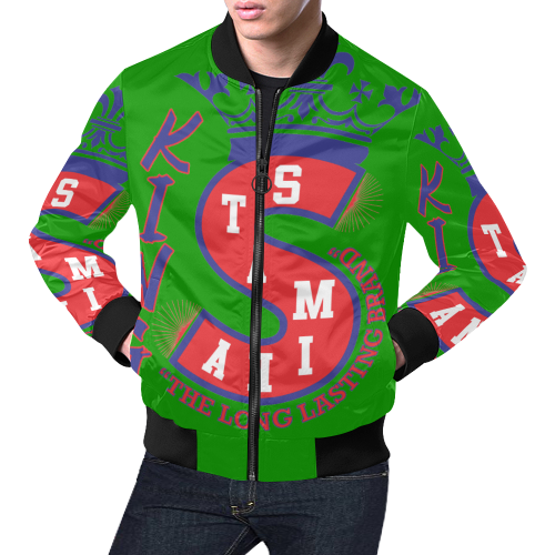 Green KS All Over Print Bomber Jacket for Men (Model H19)