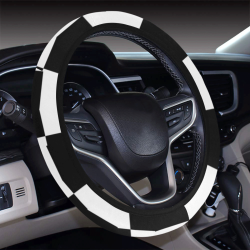 Black White Checkered Steering Wheel Cover with Elastic Edge
