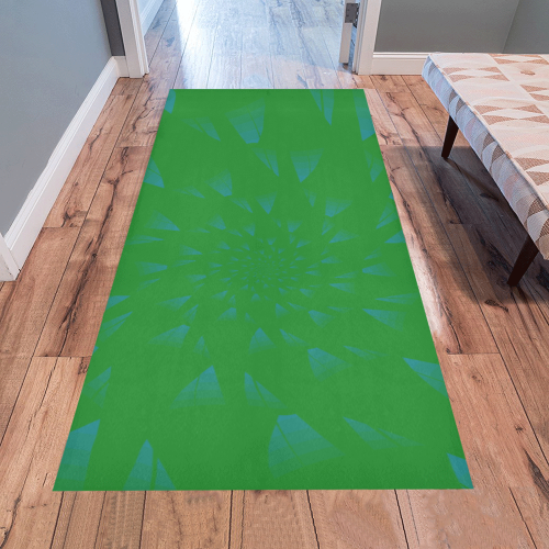 Blue traces on green Area Rug 7'x3'3''