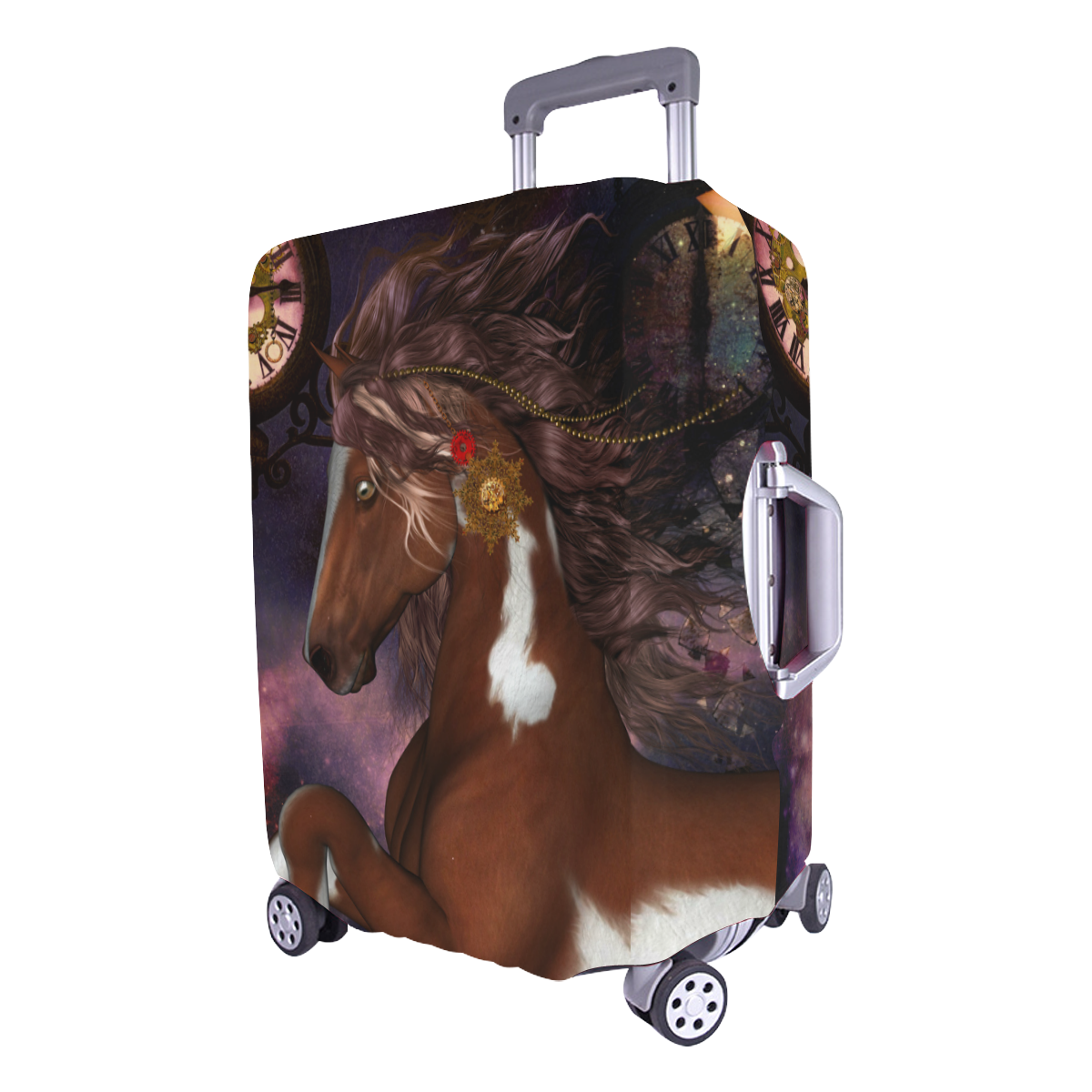 Awesome steampunk horse with clocks gears Luggage Cover/Large 26"-28"