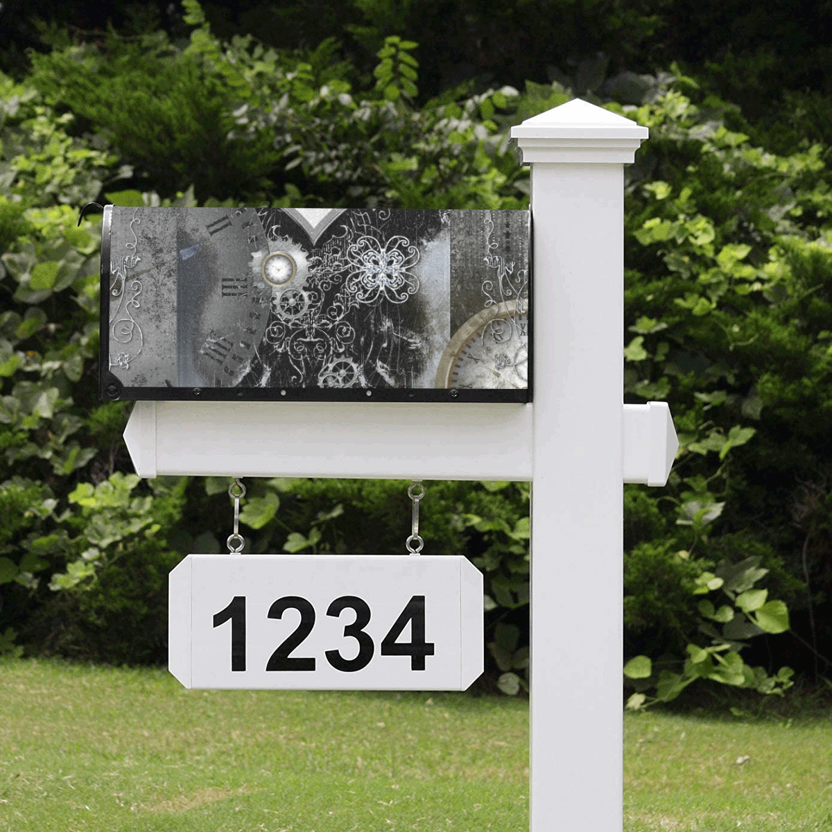 Steampunk, heart, clocks and gears Mailbox Cover