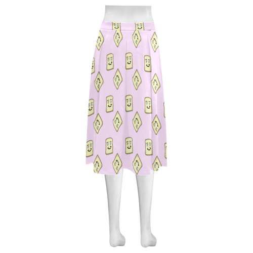 happy toast pink Mnemosyne Women's Crepe Skirt (Model D16)