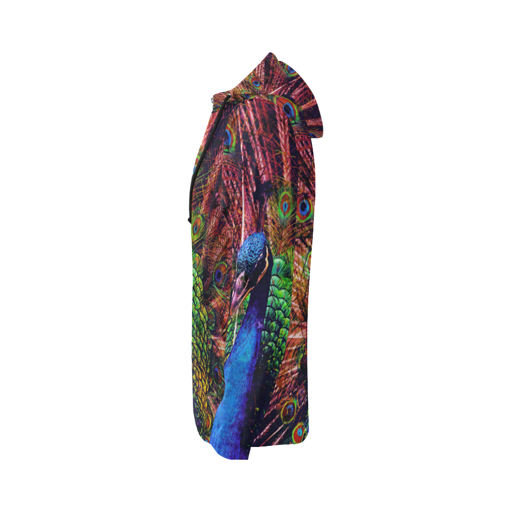 Impressionist Peacock All Over Print Full Zip Hoodie for Women (Model H14)