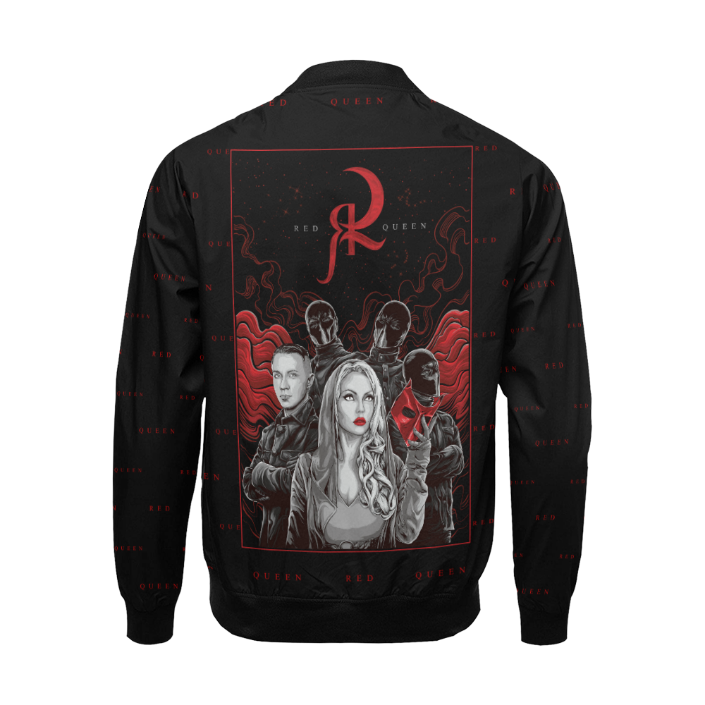 RED QUEEN BAND RED LOGO ALL OVER BLACK All Over Print Bomber Jacket for Men (Model H19)