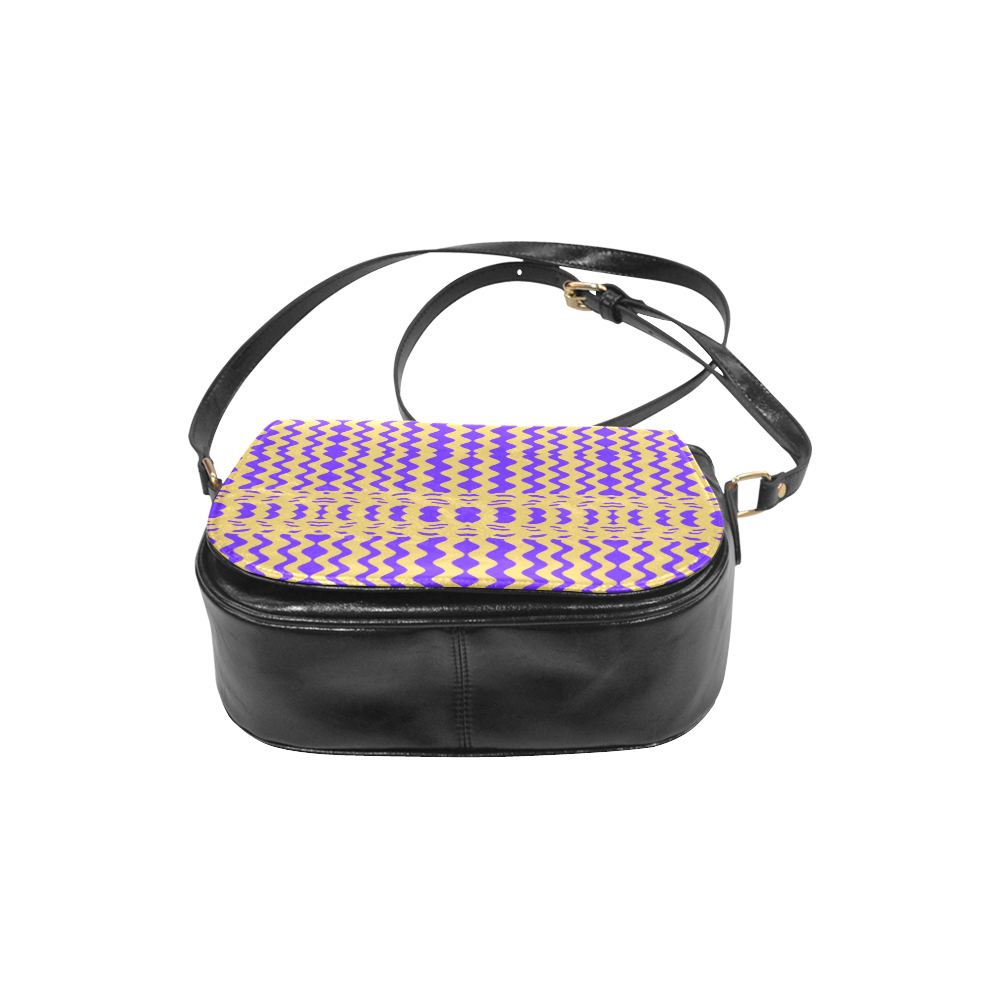 Purple Yellow Modern  Waves Lines Classic Saddle Bag/Small (Model 1648)