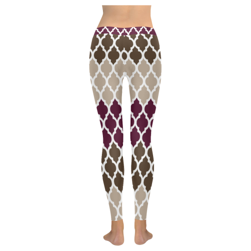 stripe lace pattern Women's Low Rise Leggings (Invisible Stitch) (Model L05)