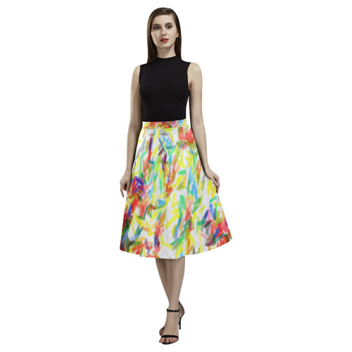 Colorful brush strokes Aoede Crepe Skirt (Model D16)