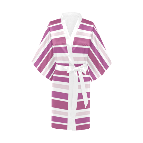 Plum Burgundy Stripes Kimono Robe