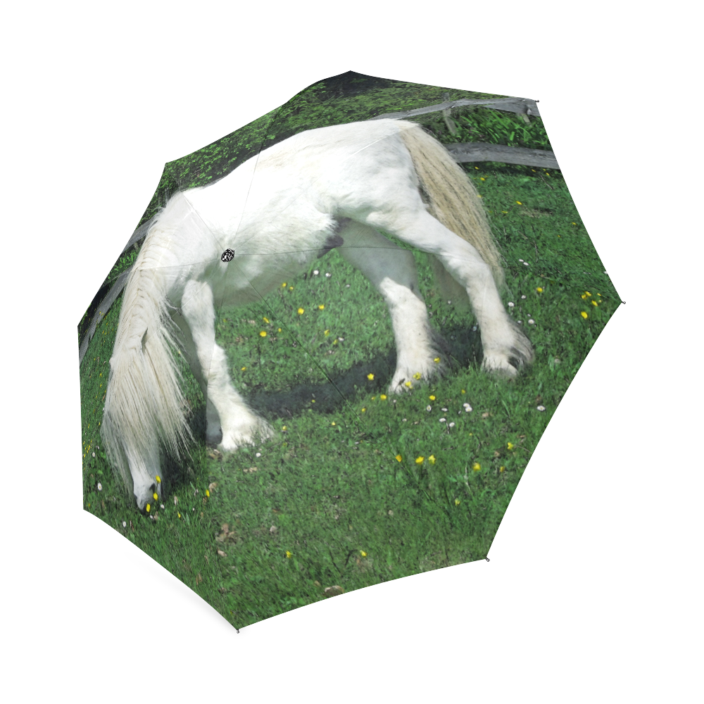 White pony photo print umbrella Foldable Umbrella (Model U01)