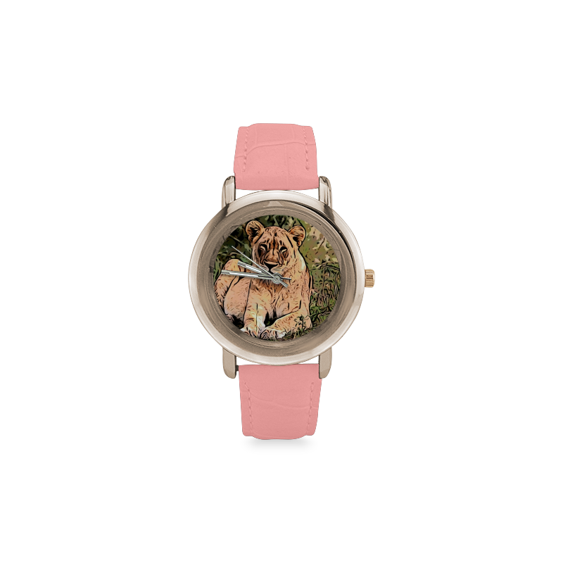 Lioness Of Love Women's Rose Gold Leather Strap Watch(Model 201)