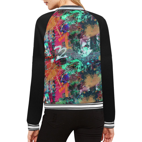 Graffiti Wall and Paint Splatter (Vest Style) All Over Print Bomber Jacket for Women (Model H21)
